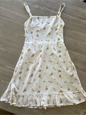 Hollister White Mini Dress with Yellow Floral Print